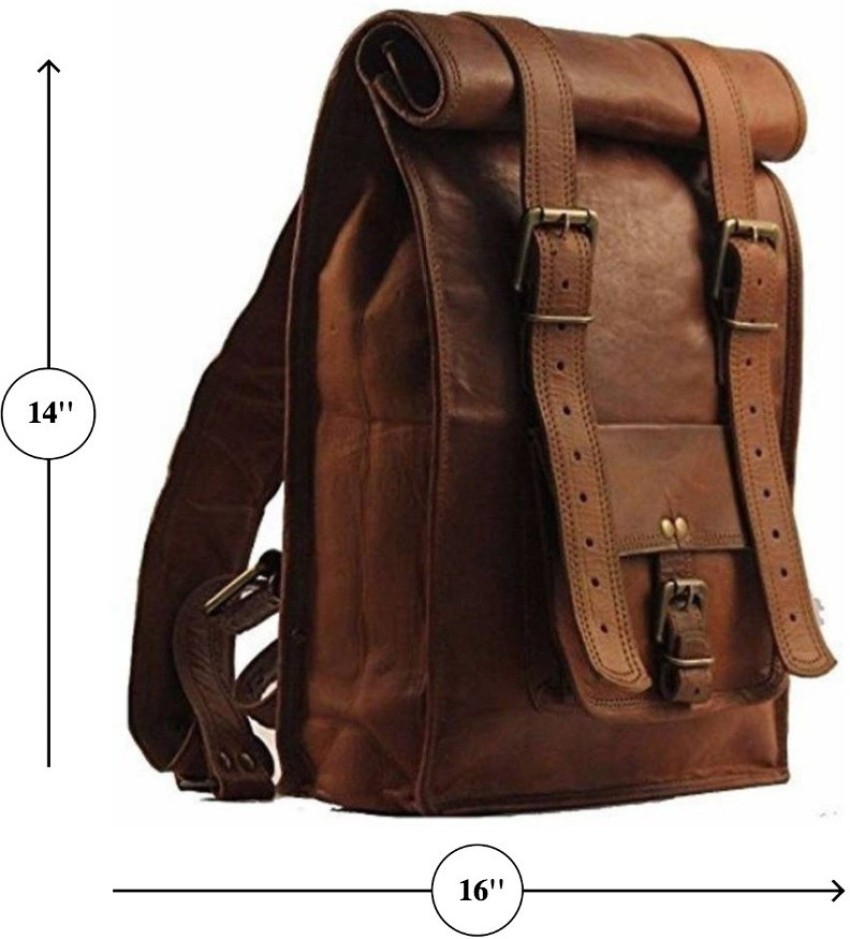 Anshika International Original Leather Backpack Bags for  Men/Women/Girl/Boy/Office/College/School/Laptop by 23 L Backpack brown -  Price in India