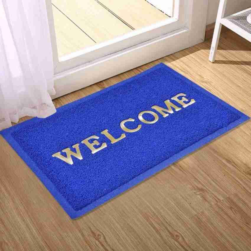 Kuber Industries PVC Anti Skid Welcome Door Mat (Blue) -CTLTC11177