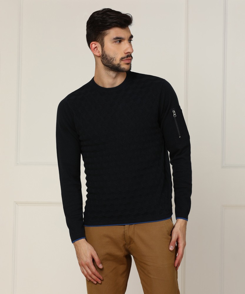 Wrangler Solid Round Neck Casual Men Black Sweater - Buy Wrangler Solid  Round Neck Casual Men Black Sweater Online at Best Prices in India |  