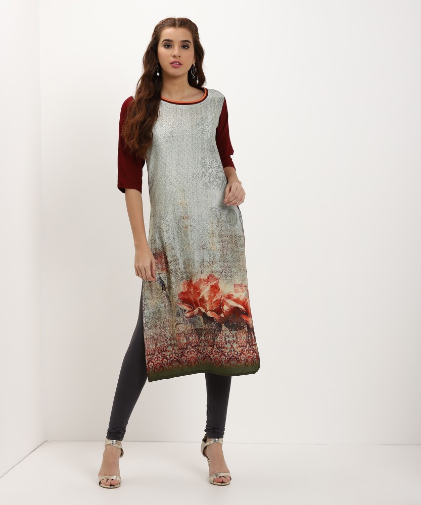 Buy Black Embroidered A Line Kurti online | Looksgud.in