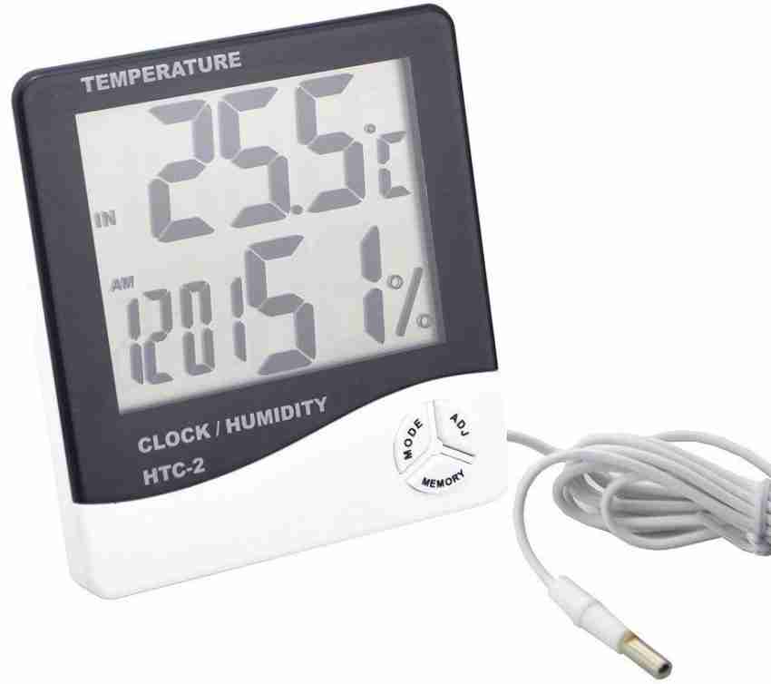 Digital LCD Temperature Humidity Meter with Probe and Clock - HTC2