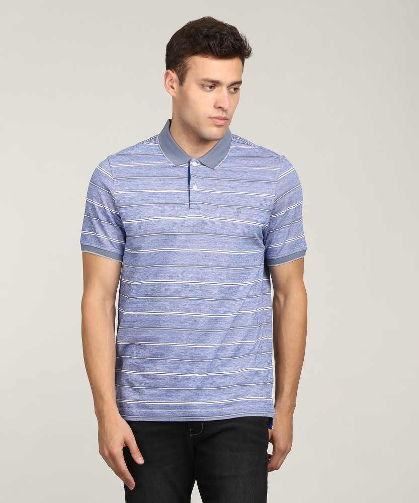 LOUIS PHILIPPE Striped Men Polo Neck Blue T-Shirt - Buy LOUIS PHILIPPE  Striped Men Polo Neck Blue T-Shirt Online at Best Prices in India