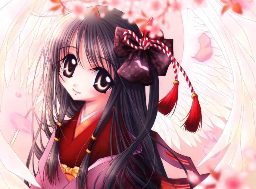 anime girl with bow in hair 11408132 Vector Art at Vecteezy