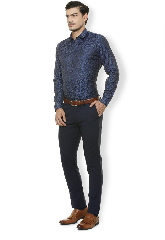 VAN HEUSEN Men Printed Party Blue Shirt 