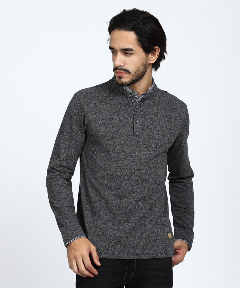 KILLER Self Design Men Henley Grey 