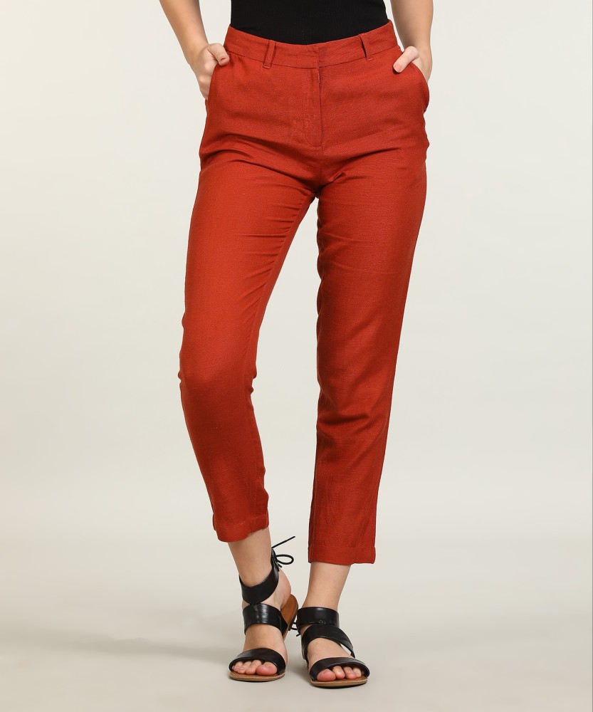 PEOPLE Regular Fit Women Red Trousers  Buy Red PEOPLE Regular Fit Women  Red Trousers Online at Best Prices in India  Flipkartcom