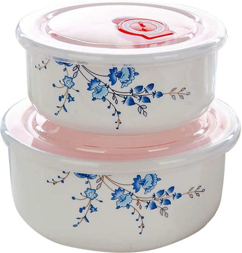 3 Pcs Ceramic Air- Tight Bowl Set With Lid, Microwave Safe For Diwali  Gifting