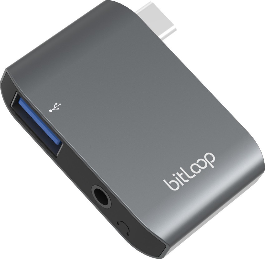 bitloop USB C and USB 3.0 Hub w/3.5mm Audio Jack (Space Gray) BL-C001-SG USB Price in India - Buy bitloop USB C Audio and USB Hub w/3.5mm Audio Jack (