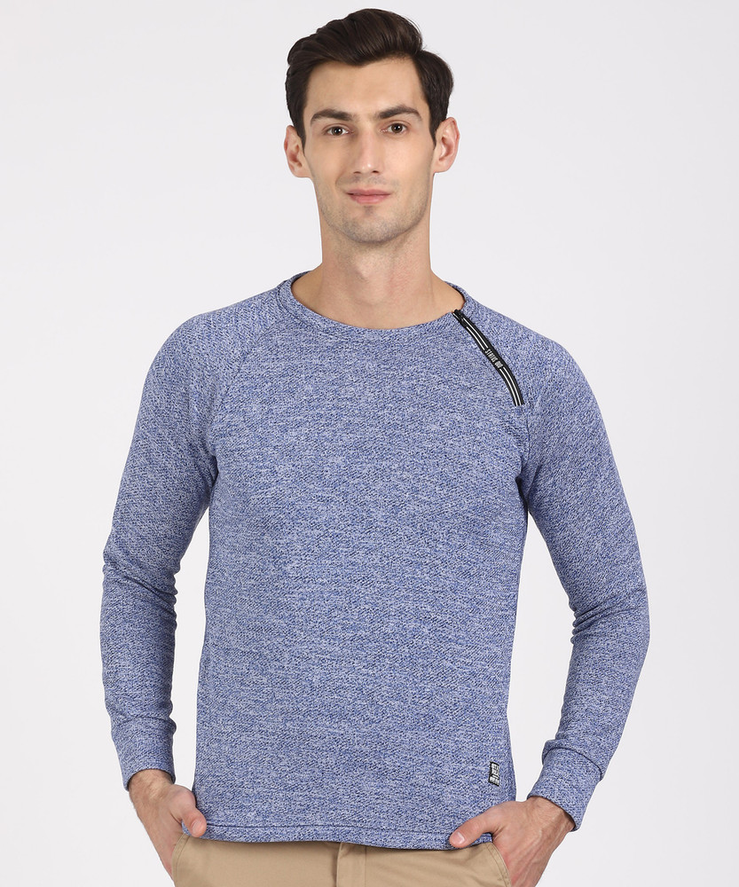 Sleeve Self Design Men Sweatshirt 