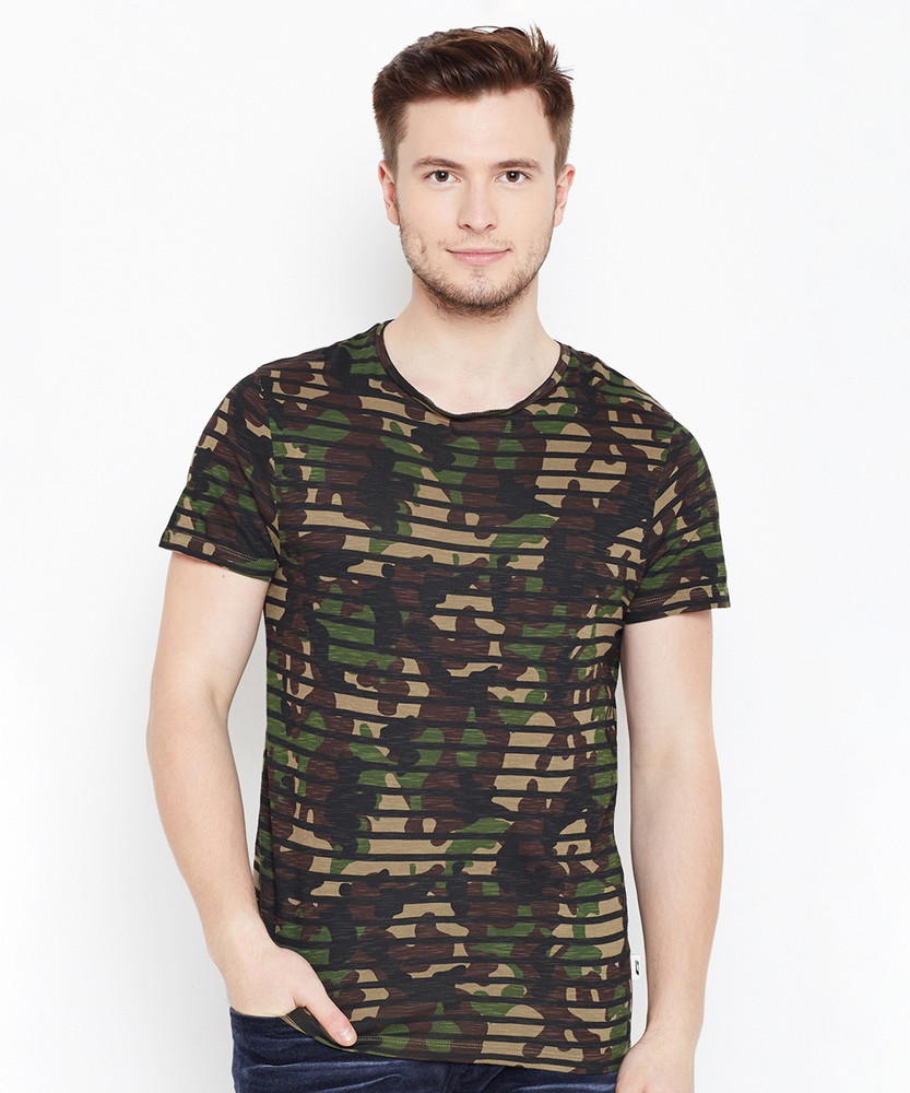 JONES Printed Men Round Neck Green 