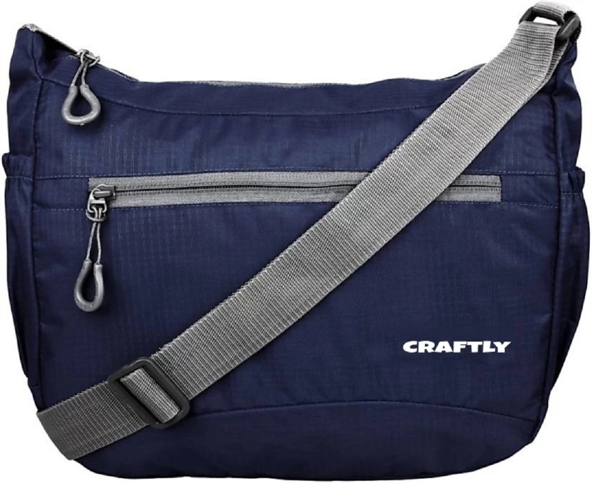 Favria Polyester Water Resistant CrossBody Messenger Sling Bag for Men and  Women (Navy & Sky Blue)