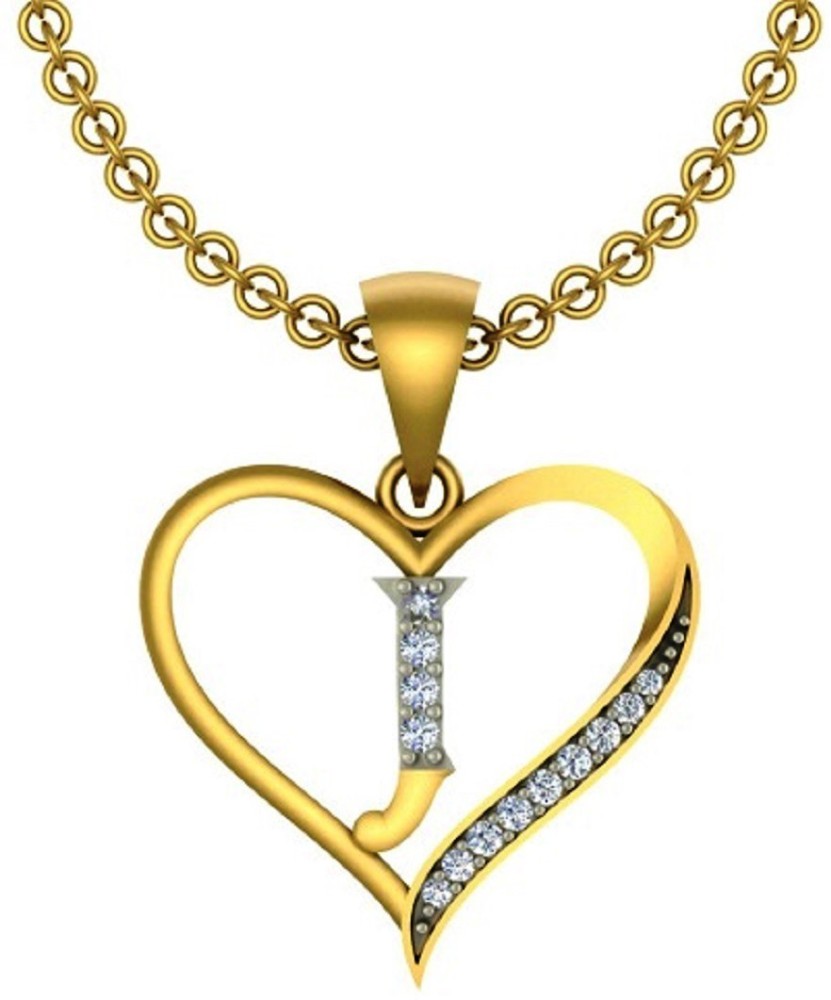 CraftySoul Alphabet Letter J in Heart Gold-plated Cubic Zirconia ...