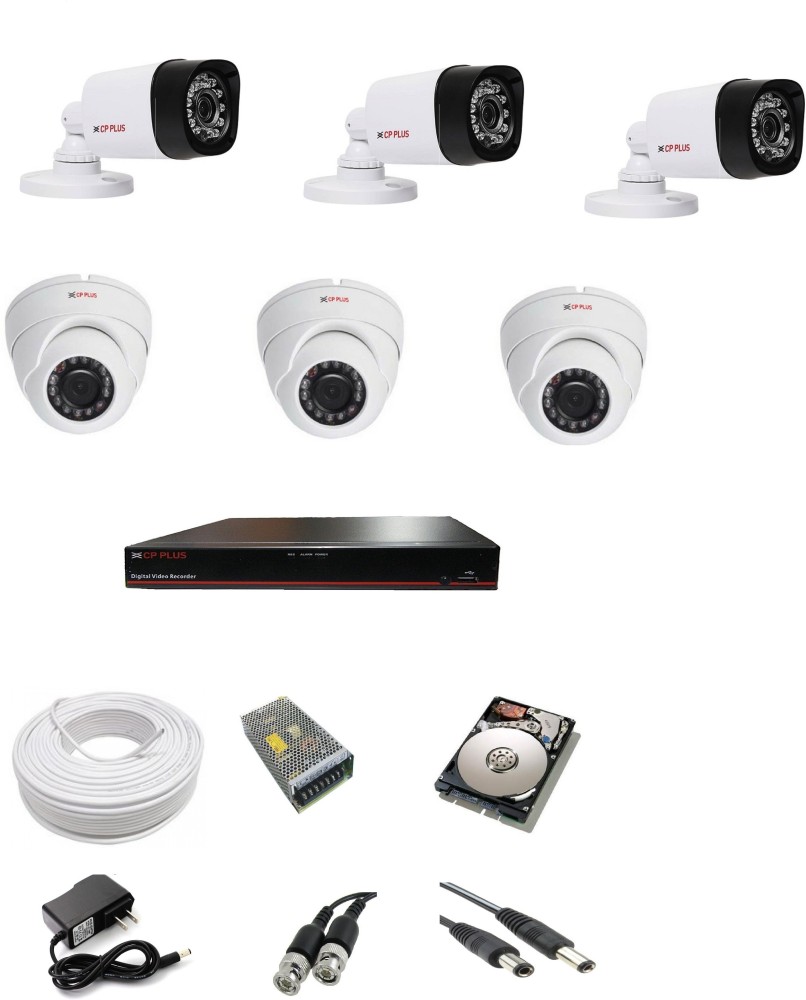 CP PLUS 2.4 MP 8 CH DVR Kit with 3 Bullet Camera, 3 Dome Camera 1 TB HDD  and all required accessories Security Camera Price in India - Buy CP PLUS  2.4