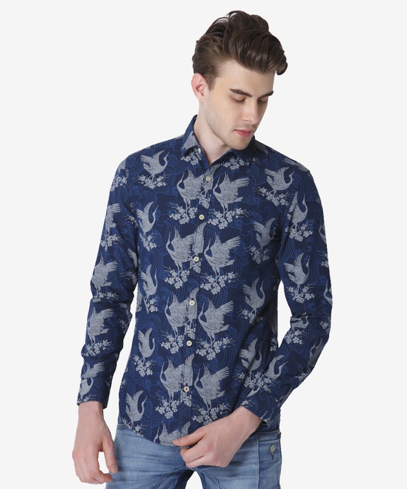 JACK & JONES Men Printed Casual Blue Shirt - Buy JACK & JONES Men Printed  Casual Blue Shirt Online at Best Prices in India