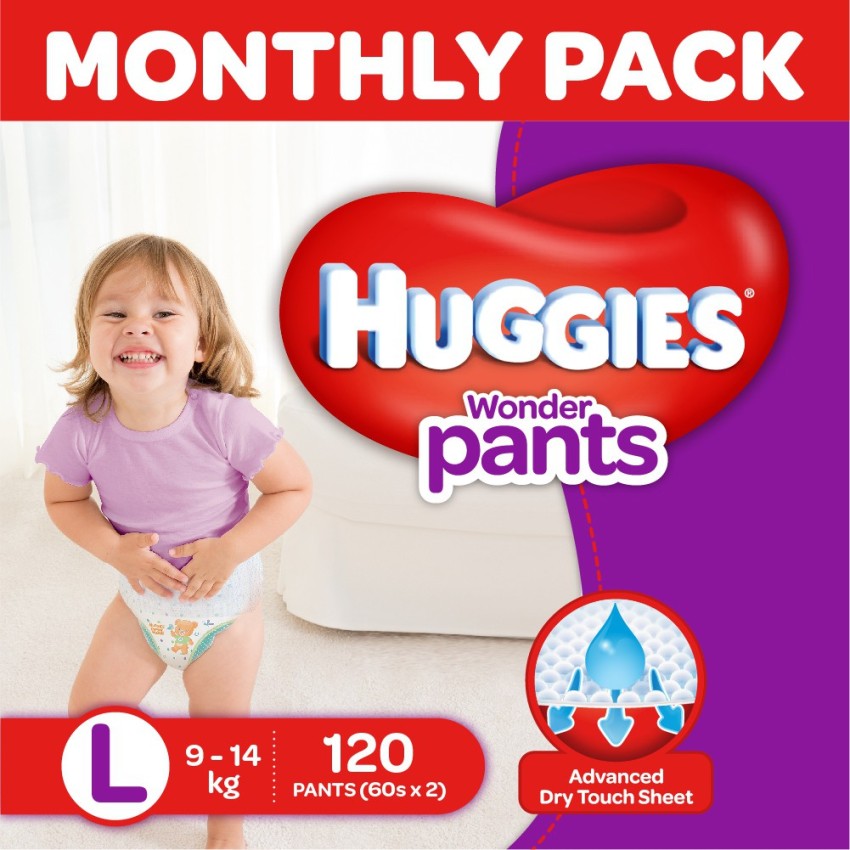 Buy Huggies Wonder Pants L (9 - 14 kg) Pack Of 48 Online | Flipkart Health+  (SastaSundar)
