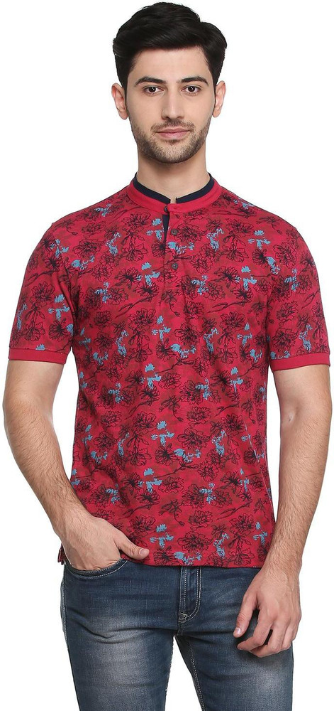 PETER ENGLAND Floral Print Men Mandarin 