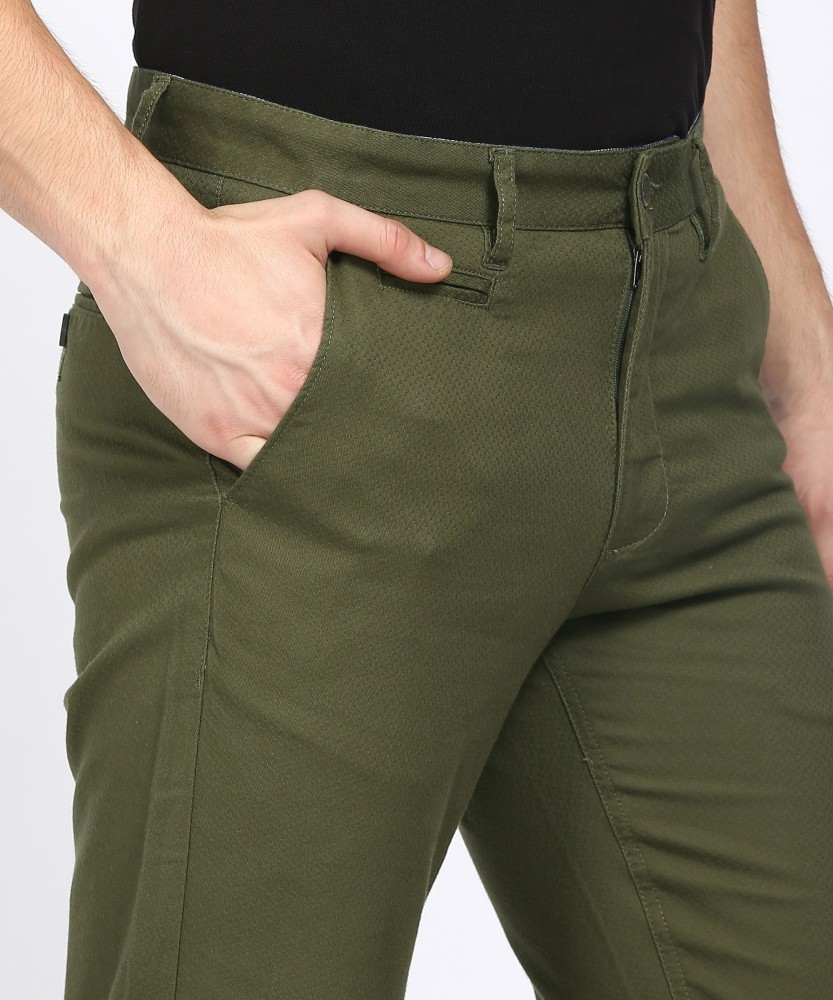 Buy Hangout Men Brown Self-Design Slim Fit Trousers online | Looksgud.in