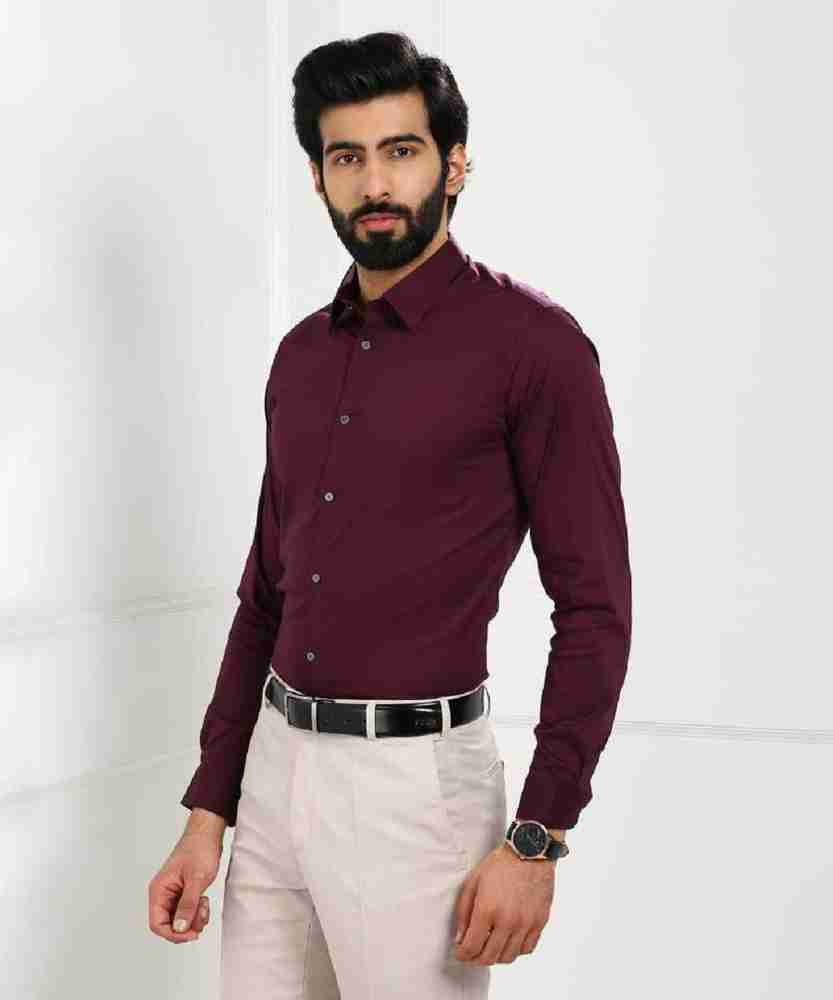 BS FASHION Men Solid Formal Maroon Shirt - Buy BS FASHION Men ...