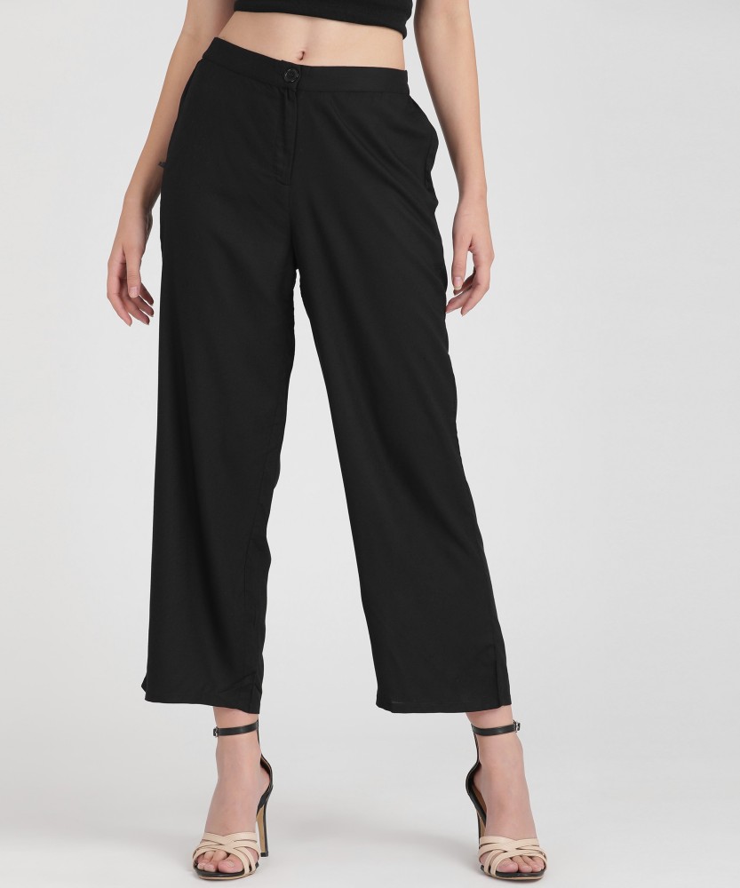 Regular Fit Women Black Trousers