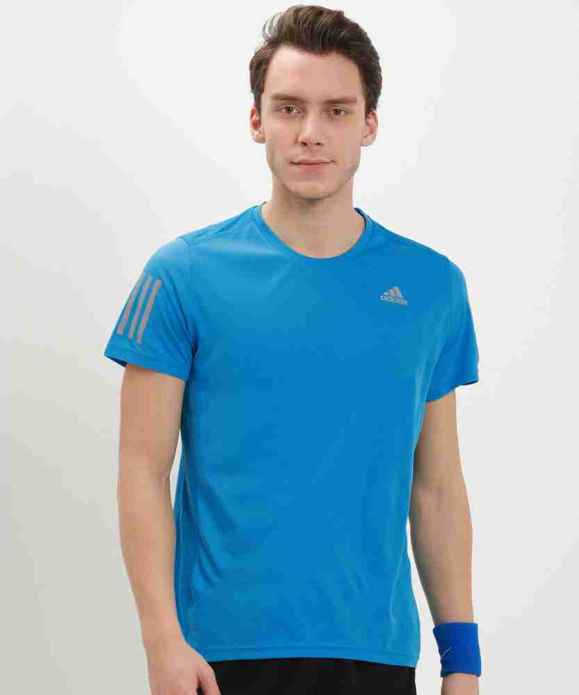 ADIDAS Self Design Men Round Neck Blue T-Shirt - Buy Self Design Men Round Blue T-Shirt Online at Best Prices in India |