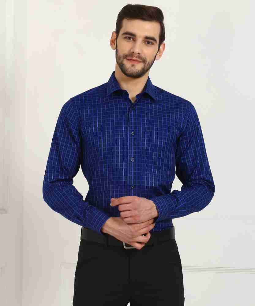 Louis Philippe Men's Checkered Slim fit Formal Shirt (LPSFMSLPJ53790_Blue  38) : : Clothing & Accessories