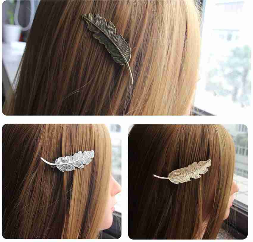 Buy Romp Fashion Feather Leaf Design Old Brass Alloy Metal Hair