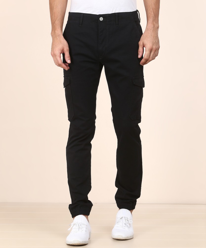 Men Black Tapered Fit Cropped Trousers  dennisonfashionindia