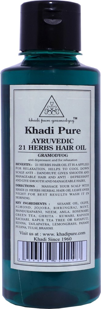 Khadi Pure Herbal Ayurvedic 21 Herbs Hair Oil - 210ml Hair Oil - Price in  India, Buy Khadi Pure Herbal Ayurvedic 21 Herbs Hair Oil - 210ml Hair Oil  Online In India,