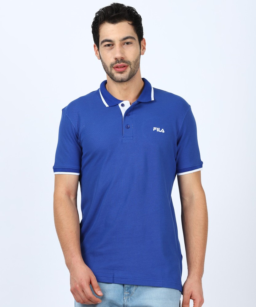 FILA Colorblock Men Neck Blue T-Shirt - Buy FILA Colorblock Men Polo Neck T-Shirt Online at Best Prices in India | Flipkart.com