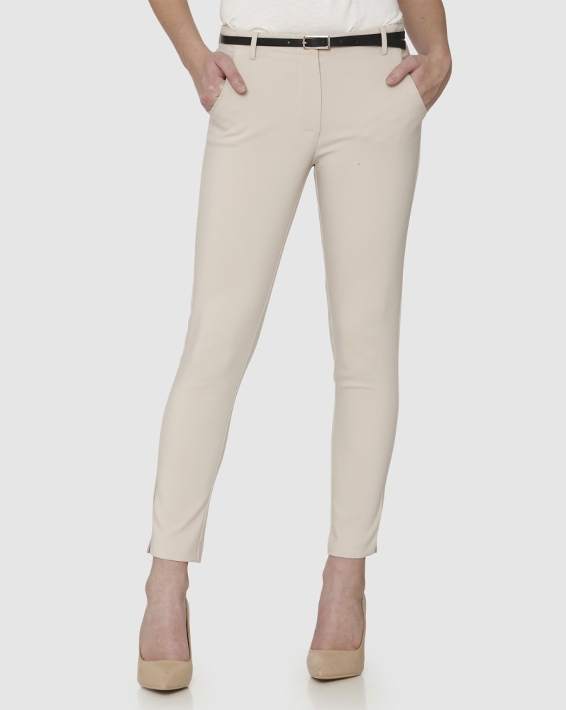 Buy Green Mid Rise Slim Fit Trousers Online In India
