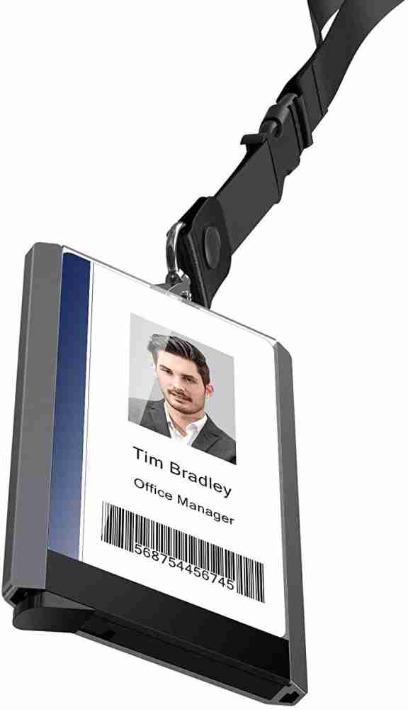 Badge Holder Wallet, ELV Durable Aluminium ID Badge Card Holder with 22 inch Lanyard, Quick Release Button & Metal Clip for Offices ID, School ID