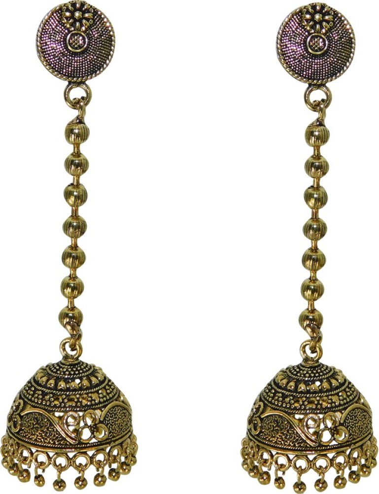 Flipkartcom  Buy AnEk goods Antique Gold Kashmiri Style Long Layered 3 Jhumki  Earrings Alloy Jhumki Earring Online at Best Prices in India