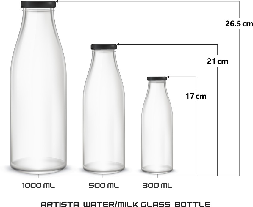 Artista Glass Bottle (1000x3) for Water / Milk 1000 ml Bottle - Buy