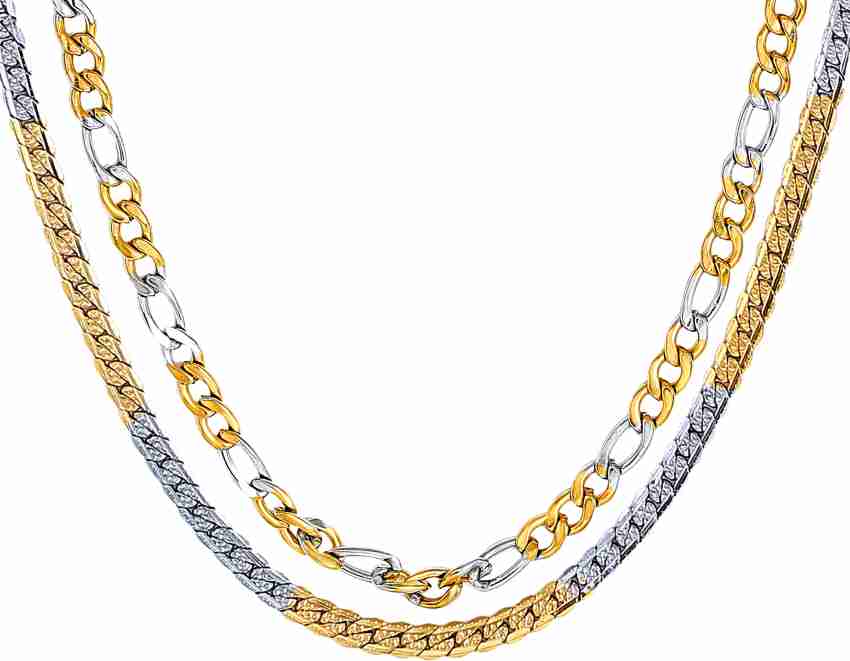 2pcs/set Fashionable Stainless Steel Gold Plated Bold Chain