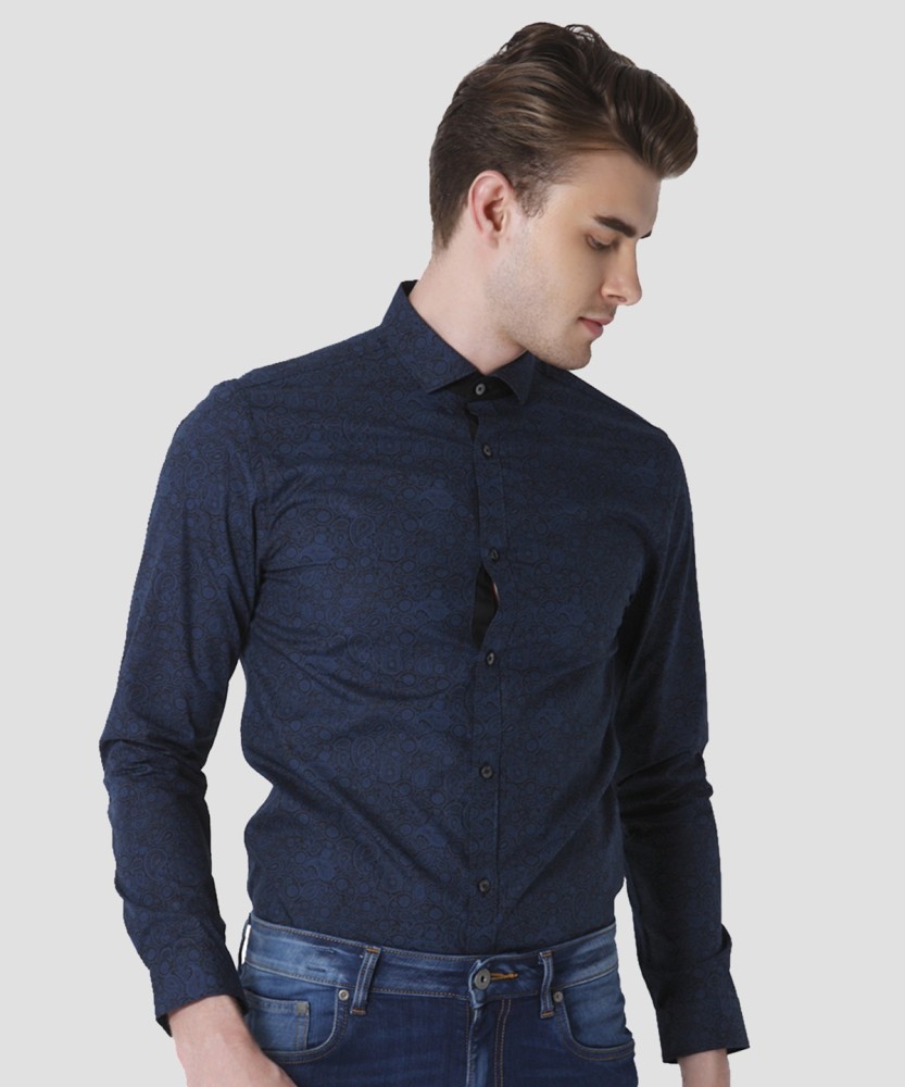 JACK & JONES Men Printed Casual Blue Shirt - Buy JACK & JONES Men Printed  Casual Blue Shirt Online at Best Prices in India