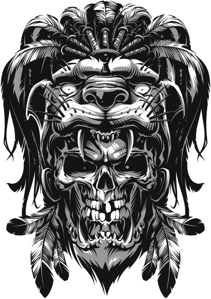 Mayan Jaguar Warrior Skull design' Sticker