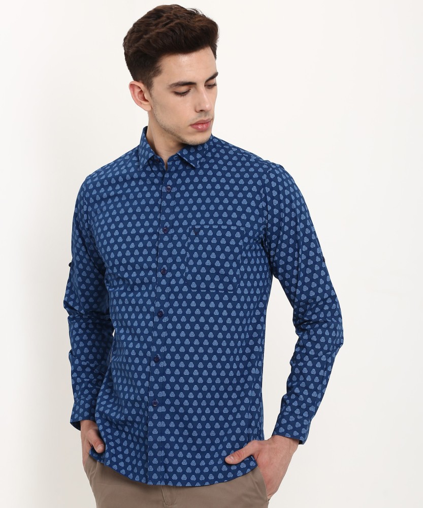 Allen Solly Men Printed Casual Blue Shirt - Buy Allen Solly Men