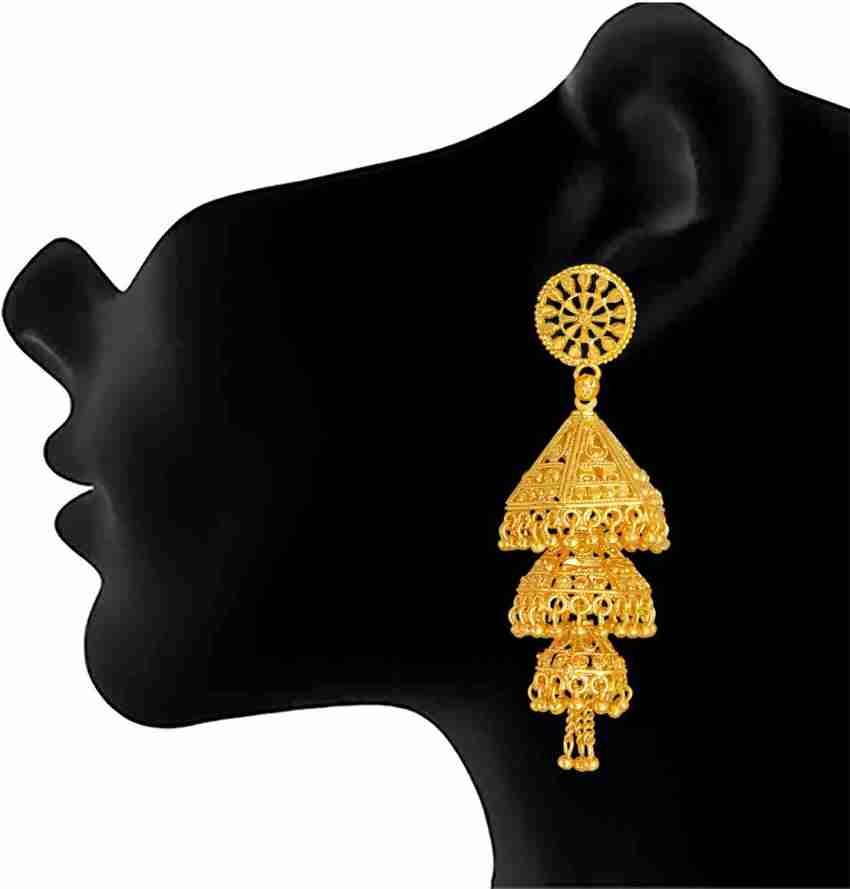 Earring Bali VFJ Traditional V Shape 1 One Gram Gold Plated alloy Dro  Earring, Bali Earring for Women and Girls
