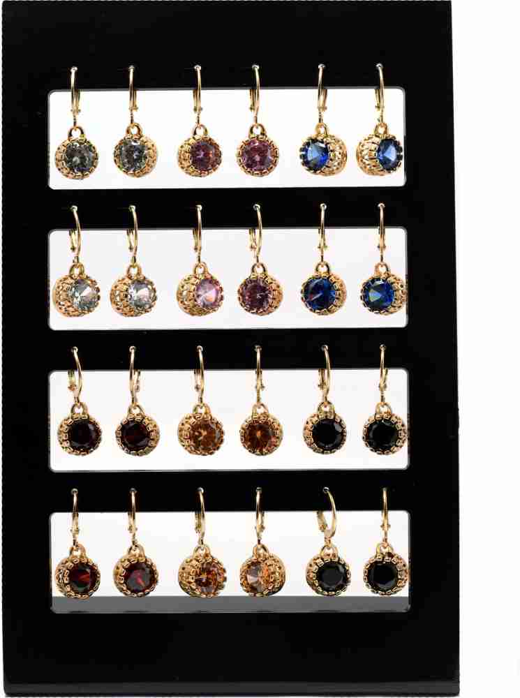 Buy Beauty of Life 12 pairs of designer american diamond  hanging earrings for women 02 Cubic Zirconia Alloy Earring Set Online at  Best Prices in India