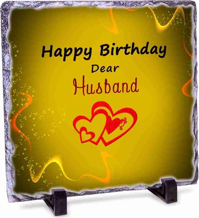 alwaysgift Happy Birthday Dear Husband Stone Tile & Golden Rose ...