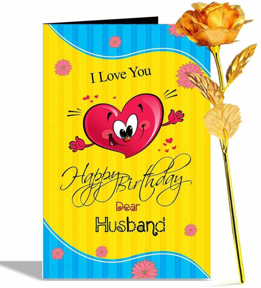 alwaysgift Happy Birthday Dear Husband Greeting Card & Golden Rose ...