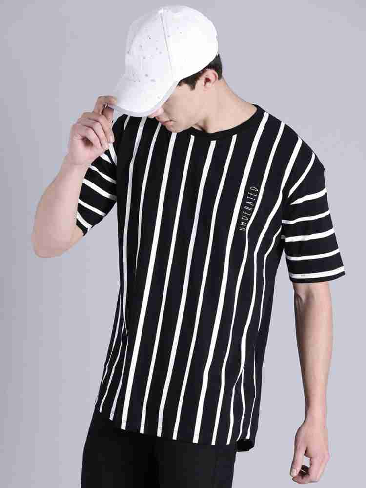 Kook N Keech Striped Men Round Neck White, Black T-Shirt - Buy Kook N Keech  Striped Men Round Neck White, Black T-Shirt Online at Best Prices in India