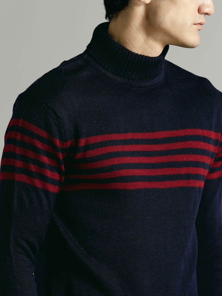 Roadster Striped Turtle Neck Casual Men 
