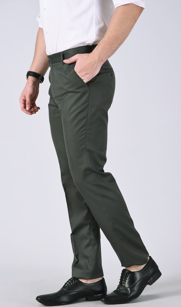 Buy online Olive Green Solid Flat Front Formal Trouser from Bottom Wear for  Men by Hangup for 899 at 44 off  2023 Limeroadcom