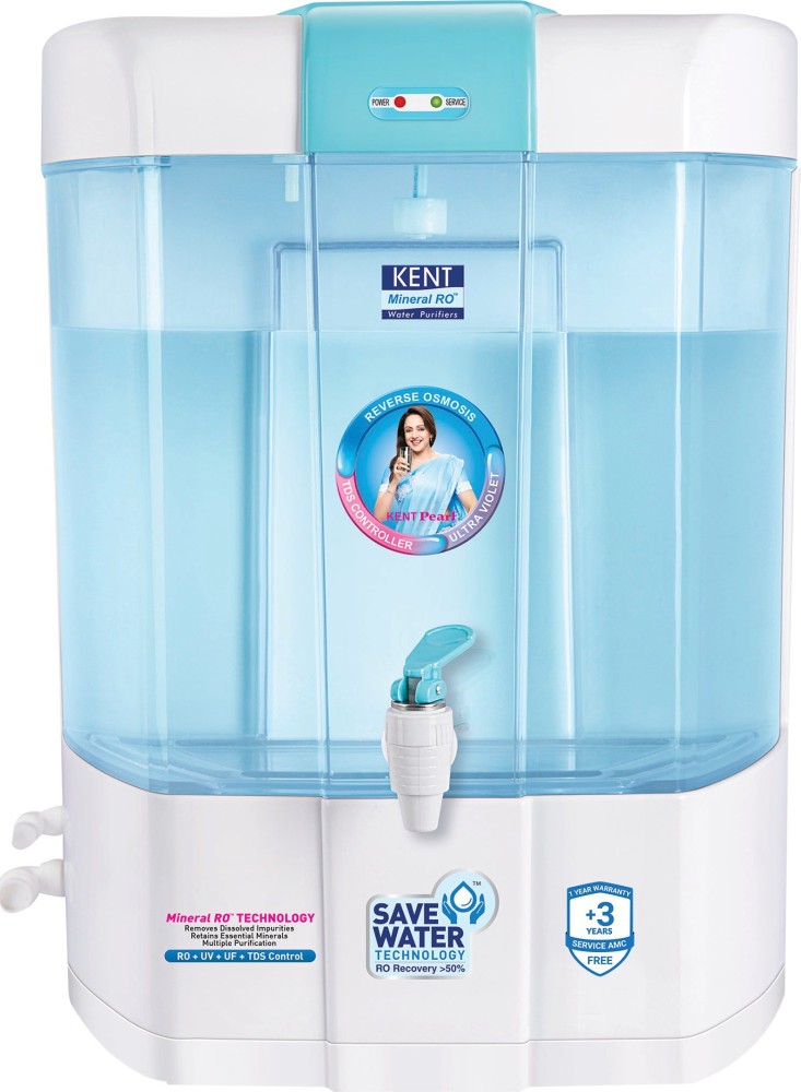 Buy KENT Pearl 8L RO + UV + UF + UV-in-tank + TDS Water Purifier with  Detachable Storage Tank and Zero Water Wastage (White) Online - Croma