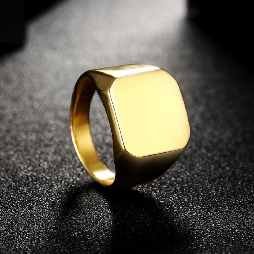 Gold Square Ring Silver Sterling / 1.75