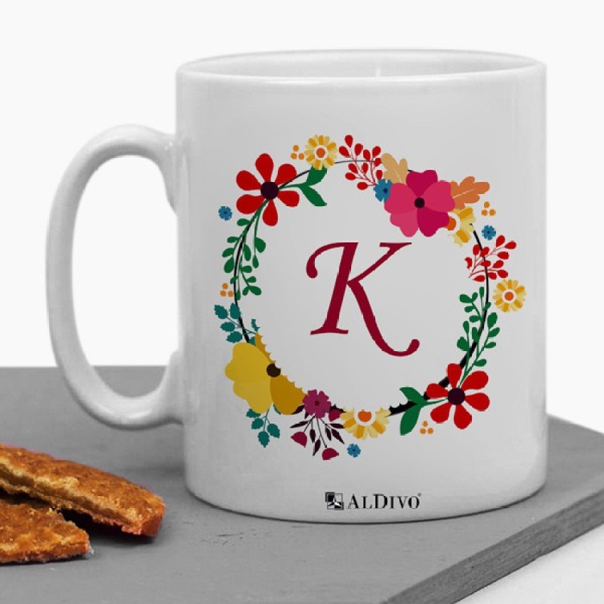 Cute Alphabet K Printed Coffee Mug Microwave Safe Coffee Mug for Gift