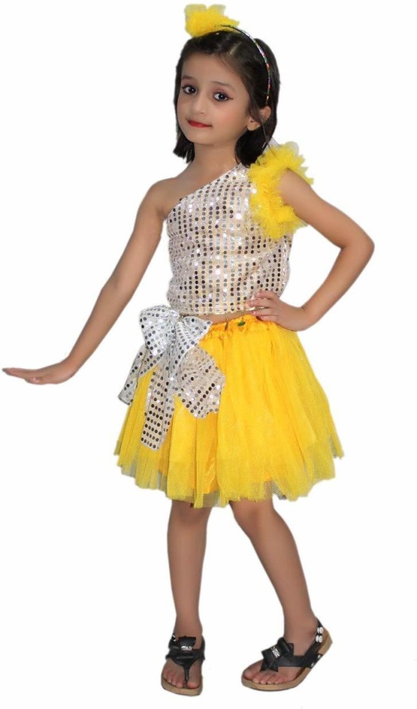 Buy or Rent Teacher Yellow Saari Kids Fancy Dress Costume Online