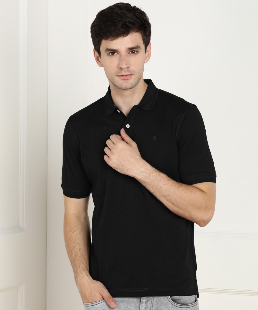 LOUIS PHILIPPE Solid Men Polo Neck Black T-Shirt - Buy LOUIS