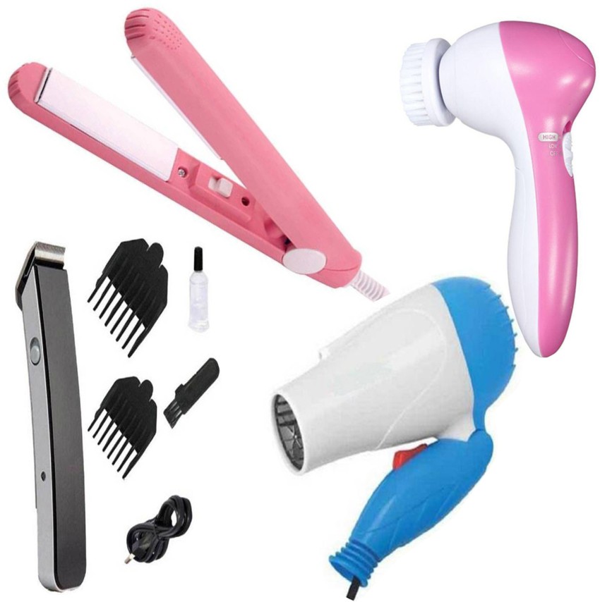 quktion hair dryer with 522 hair straightener471 hair curler and tailcomb  multicolour Personal Care Appliance